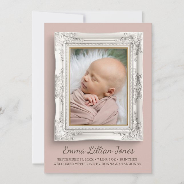 Fancy Frame Birth Announcement (Front)