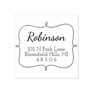 Fancy Frame | Script Return Address Rubber Stamp