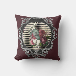 Fancy Frame White Rabbit Collage Throw Pillow