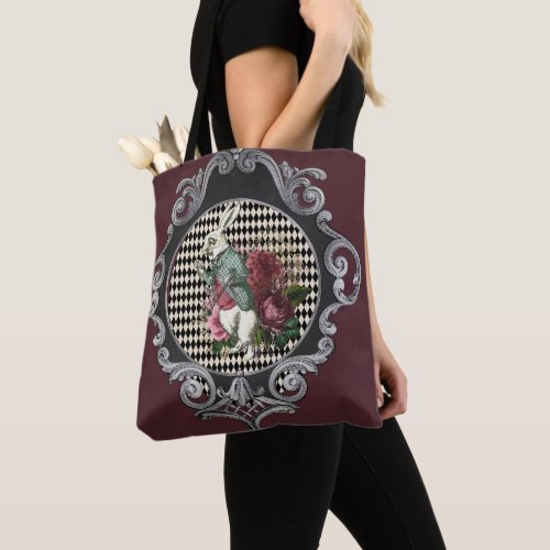 Fancy Frame White Rabbit Collage Tote Bag