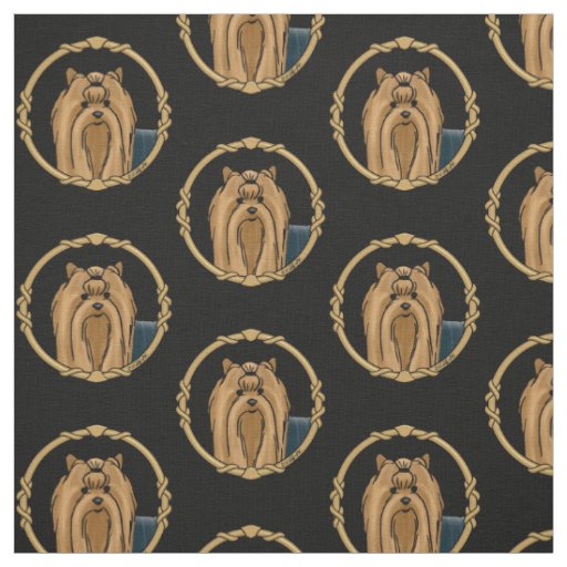 Fancy Frame Yorkshire Terrier (Yorkie) Portrait Fabric