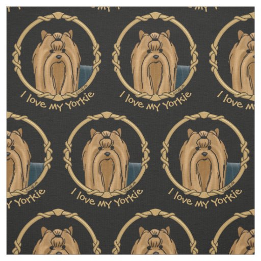 Fancy Frame Yorkshire Terrier (Yorkie) Portrait Fabric