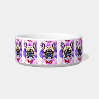 Fancy French Bulldog Watercolor Pet Bowl