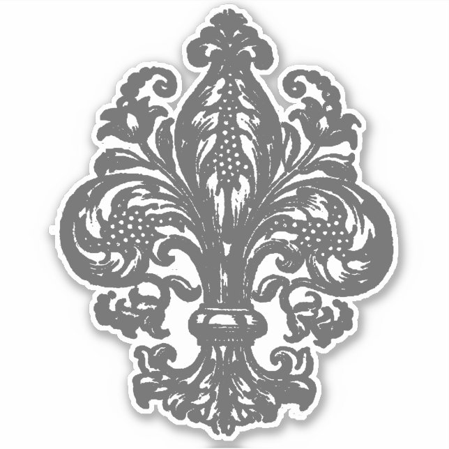 Fancy French Fleur de Lis Sticker (Front)
