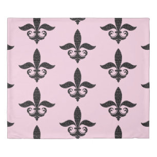 Fancy French Fleur De Lis with French Script Duvet Cover