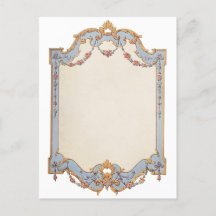 Fancy French Vintage Frame Blue Gold Scroll Rose