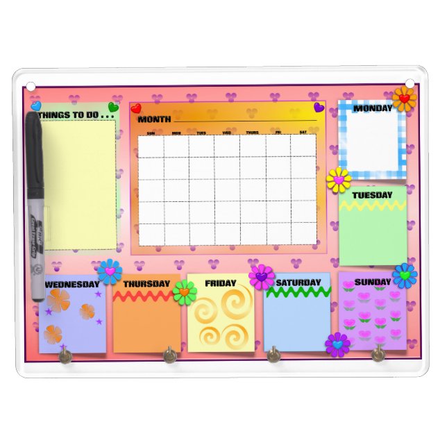 Fancy Frills Dry Erase Board With Keychain Holder (Front)