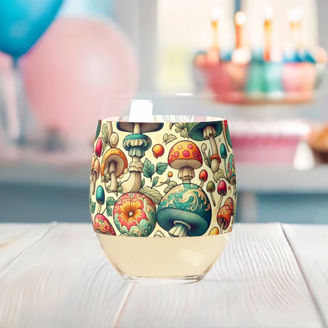 Fancy Fungi Stemless Wine Glass (Insitu (Baby Shower))