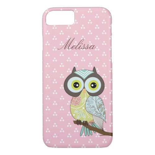 Fancy Funky Pink Owl iPhone 7 case