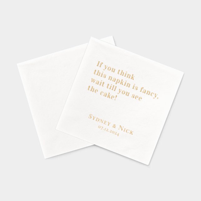 Fancy | Funny Personalized Wedding Gold Foil Napkins (Back)