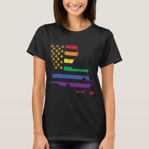 Fancy Gay Pride Mardi Gras Flag Fleur De Lis Map N T-Shirt