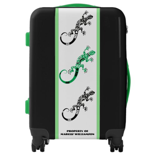 Fancy Gecko Lizard Green Black Personalized Luggage