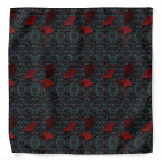 Fancy Ginkgo Grunge Bandanna Black