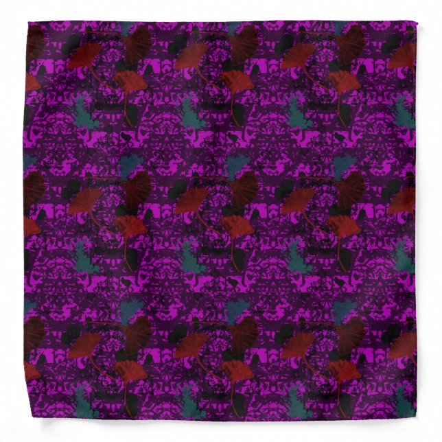 Fancy Ginkgo Grunge Bandanna Purple (Front)