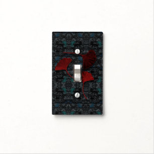 Fancy Ginkgo Grunge Light Switch Cover Black