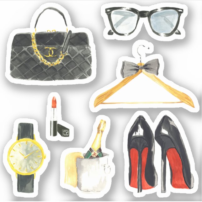 Fancy Girly Purse Heels Lipstick Planner Fun Sticker (Front)