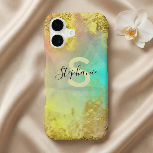 Fancy Glam Abstract Gold Metallic Foil Glitter iPhone 17 Case