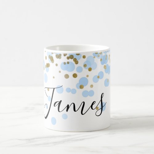 Fancy Glitter and Blue Dots Personalized Coffee Mug