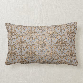 Fancy Gold And Grey Damask Pattern Lumbar Pillow by MHDesignStudio at Zazzle