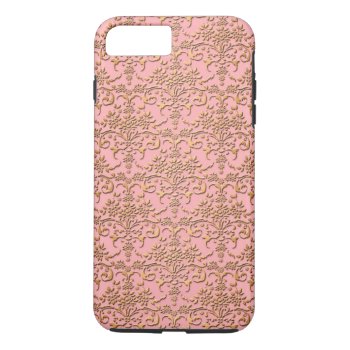 Fancy Gold And Pink Damask Pattern Floral Iphone 8 Plus/7 Plus Case by MHDesignStudio at Zazzle