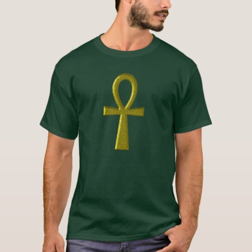 Fancy Gold Ankh Adult Clothing T_Shirt