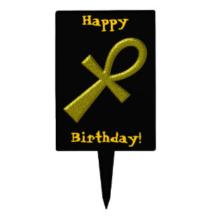 Fancy Gold Ankh Cake Pick
