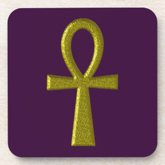 Fancy Gold Ankh Cork Coaster