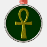 Fancy Gold Ankh Premium Round Ornament