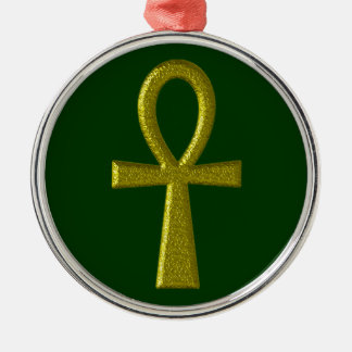 Fancy Gold Ankh Premium Round Ornament