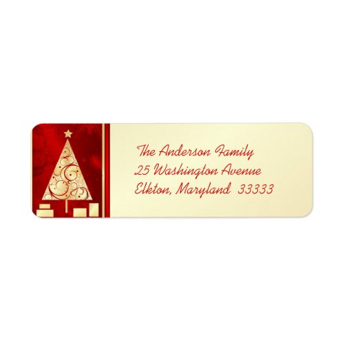 Fancy Gold Christmas Tree _ Return Address Labels