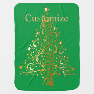 Fancy Gold Christmas Tree Thunder_Cove Baby Blanket