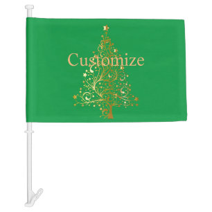 Fancy Gold Christmas Tree Thunder_Cove Car Flag