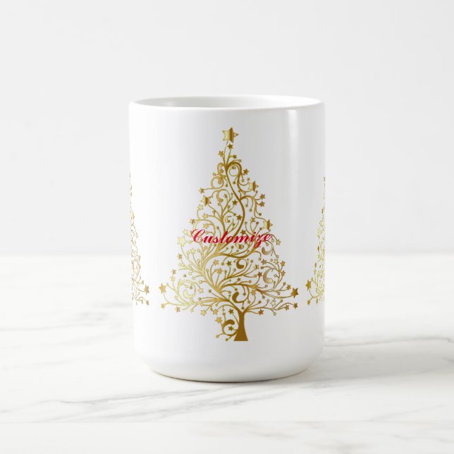 Fancy Gold Christmas Tree Thunder_Cove Coffee Mug (Center)
