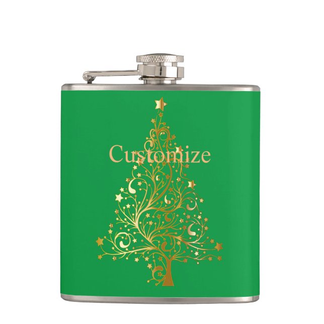 Fancy Gold Christmas Tree Thunder_Cove  Flask (Front)