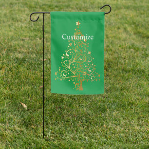 Fancy Gold Christmas Tree Thunder_Cove  Garden Flag