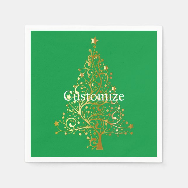 Fancy Gold Christmas Tree Thunder_Cove  Napkins (Front)