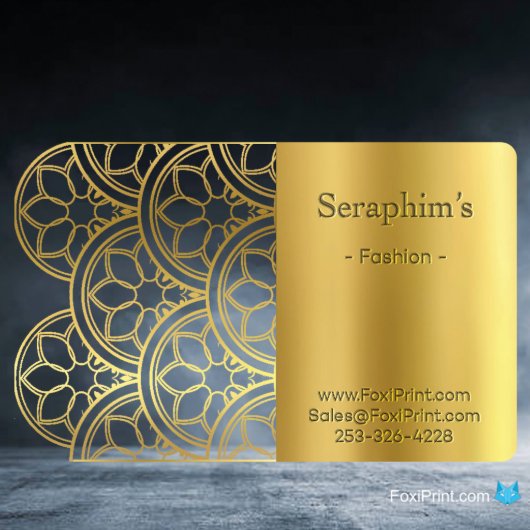 Fancy Gold-Colored Stainless Steel Business Cards (Front)