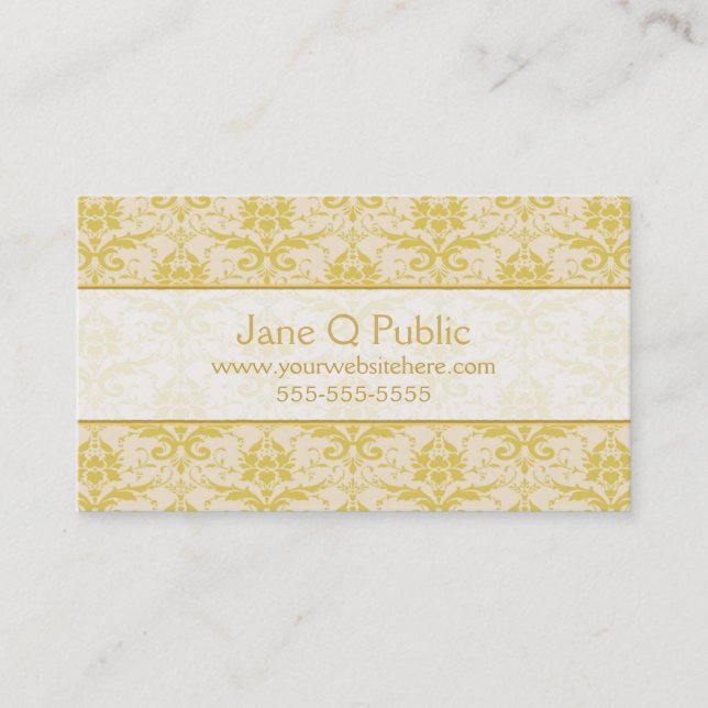 Fancy Gold Damask Business Card (Front)