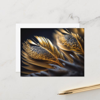 Fancy Gold Decorative Feathers Postcard