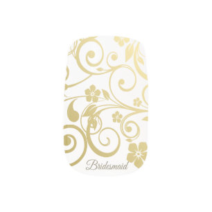 Fancy Gold Floral Filigree Bridesmaid Wedding Minx Nail Art