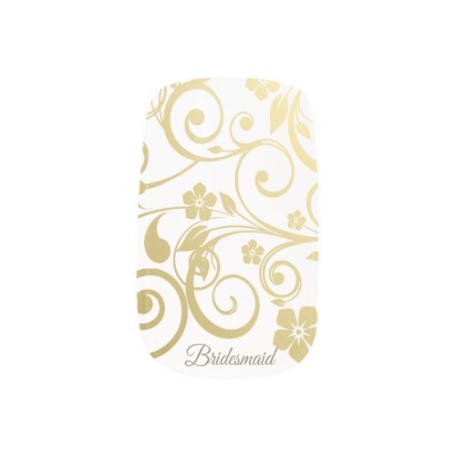 Fancy Gold Floral Filigree Bridesmaid Wedding Minx Nail Art