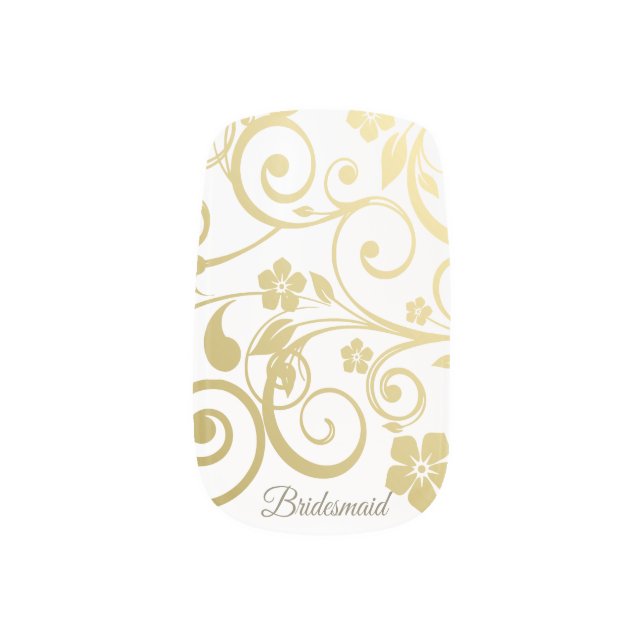 Fancy Gold Floral Filigree Bridesmaid Wedding Minx Nail Art (Right Thumb)