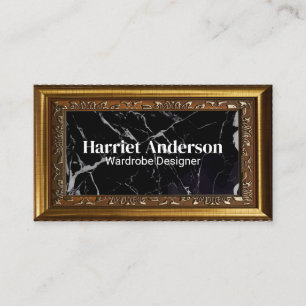 Fancy Gold Frame Black Marble Business Card