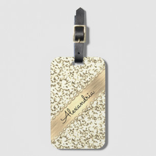 Fancy Gold Glitter Marble Personalized Luggage Tag