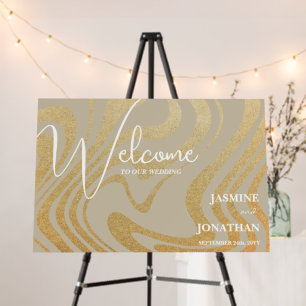 Fancy Gold Glitter Wedding Welcome Sign