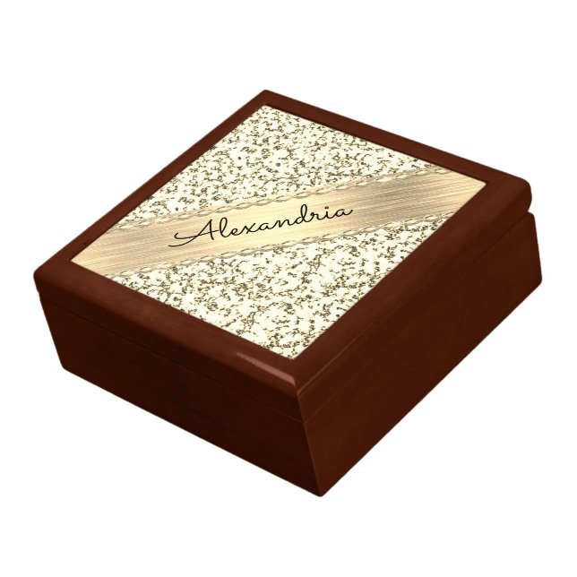 Fancy Gold Glittery Marble Personalized  Gift Box (Side)