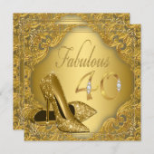 Fancy Gold High Heel Fabulous 40th Birthday Invitation (Front/Back)