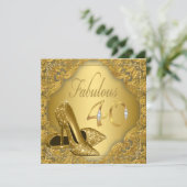 Fancy Gold High Heel Fabulous 40th Birthday Invitation (Standing Front)