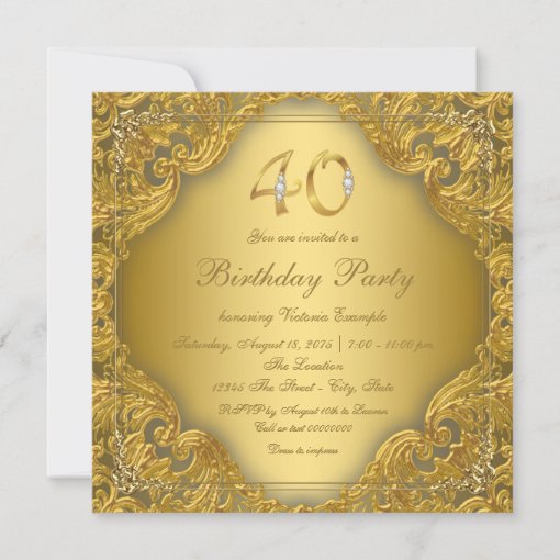 Fancy Gold High Heel Fabulous 40th Birthday Invitation | Zazzle