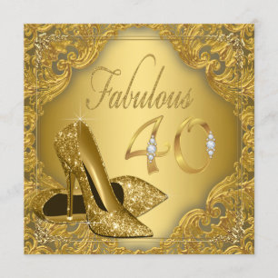 Fancy Gold High Heel Fabulous 40th Birthday Invitation